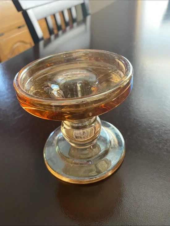 Amber Glass candle holder votive or pillar Candy Dish