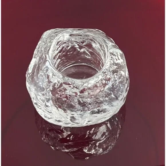 Vintage Kosta Boda Snowball Votive Candle Holder Ann Wolff Swedish Art Glass 3”