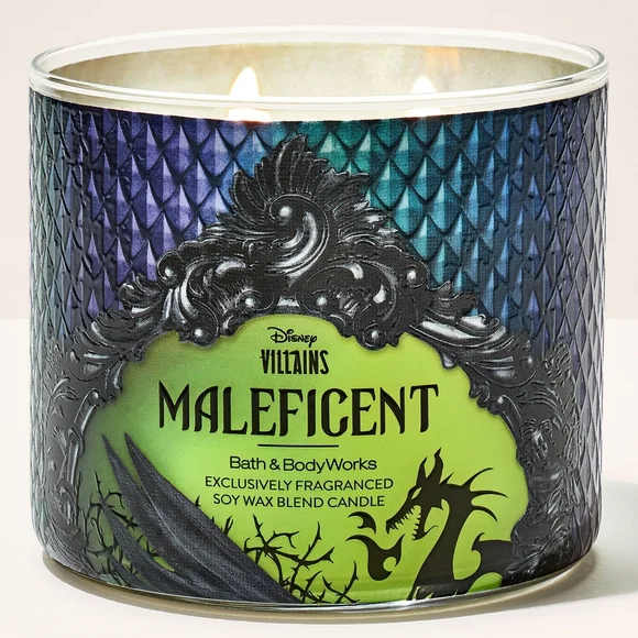 Bath & Body Works Disney Villains Maleficent Fancy Lid 3-Wick Candle New RARE