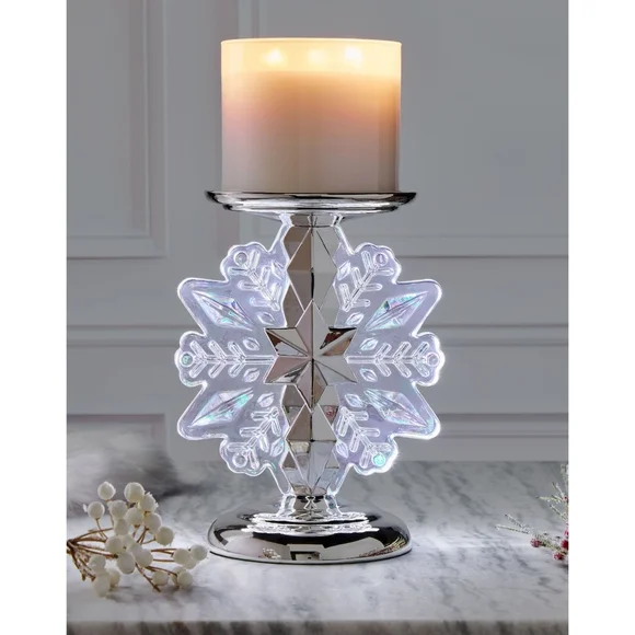 Bath & Body Works Snowflake Illuminating Light Up Glass Candle Holder New RARE
