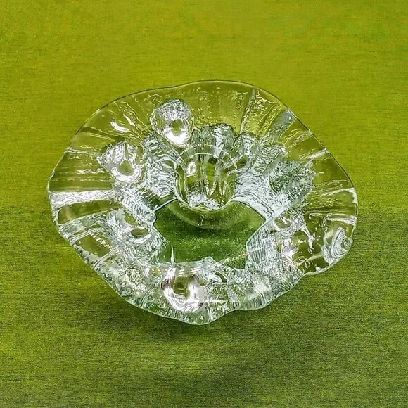 Vintage Scandinavian Art Glass Iittala Wirkkala Ice Candle Holder