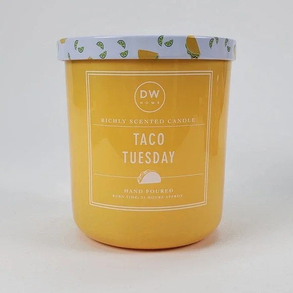 DW Home Taco Tuesday Scented Candle Yellow Jar Taco Lime Lid 8.8oz DGS4044