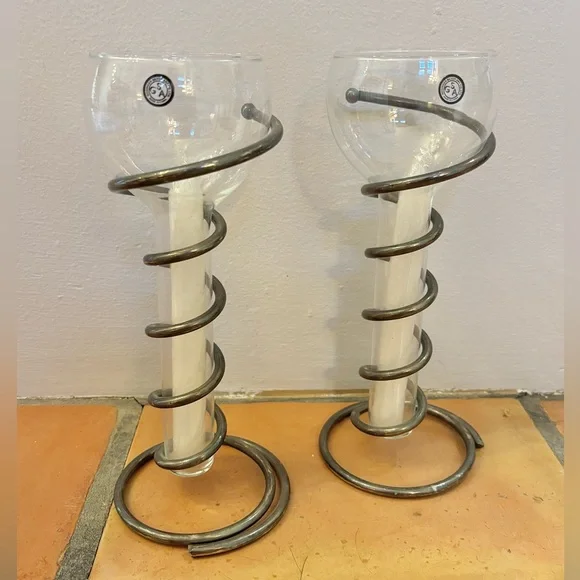 Godinger Silver Spiral Glass Candlesticks