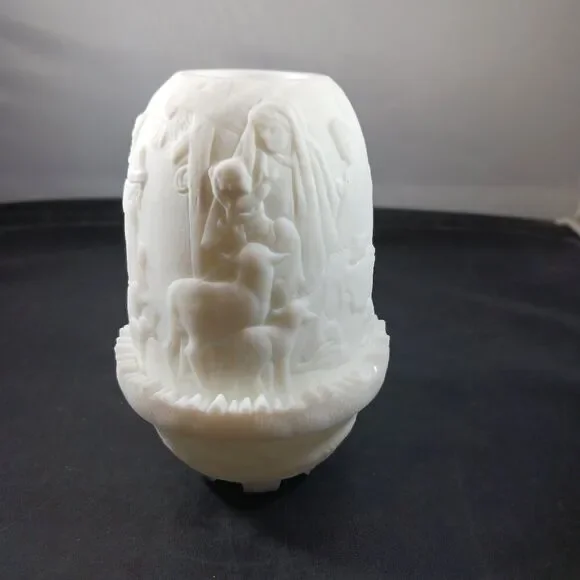 Fenton Vintage Christmas Nativity Fairy Lamp Candle Holder