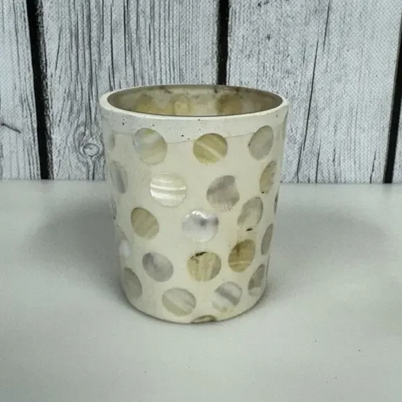 Mosaic Candle Votive Holder Mother Of Pearl Inlay Beach House