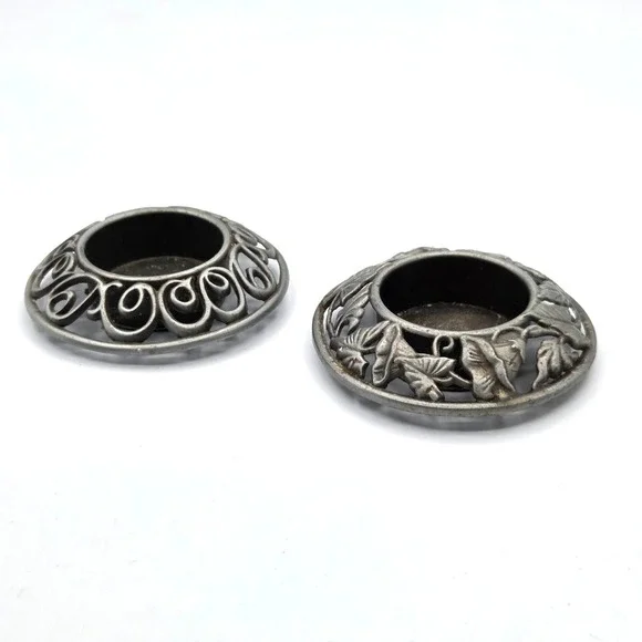 VINTAGE Pewter Candle Holders Set of 2