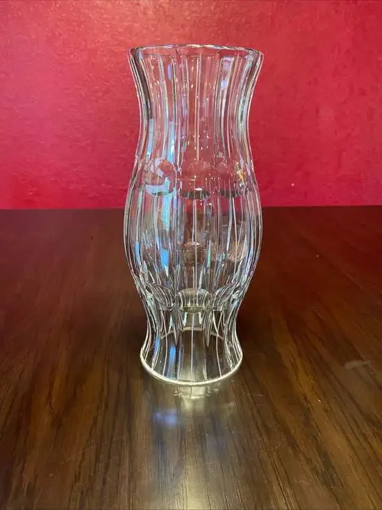 Vintage Lead Crystal Fluted Hurricane Candle Shade/Vase, Made in Poland