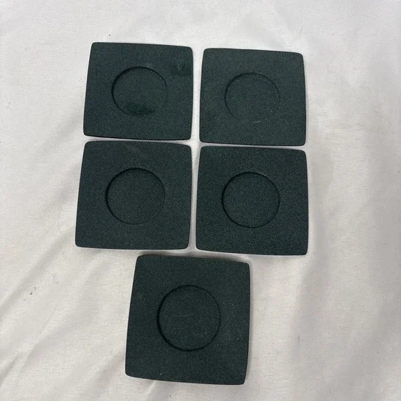 5 Vtg Wazuqu Japanese Cast Iron Tea Light Candle Holder Square Minimalist Green