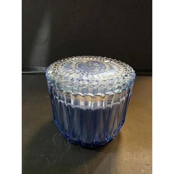HomeWorx by Harry Slatkin Balsam White Birch 3 Wick Candle Blue Cut Glass 14oz