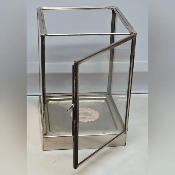 Elegant Expressions Chrome Glass Lantern 2000 Made in India 6x4x4