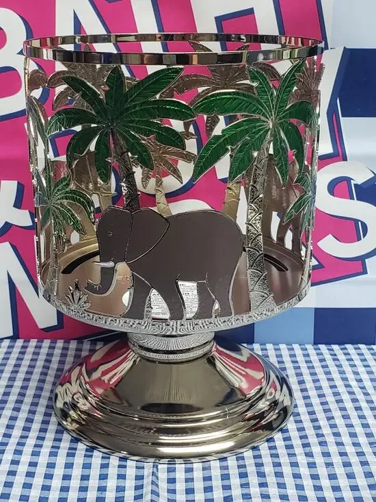 BBW Tropical Elephant Large 3 Wick Candle Holder Pedestal Home Fragrance Decor