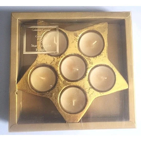 Colonial Candle Of Cape Cod Star Tealight Candle Holder Gold