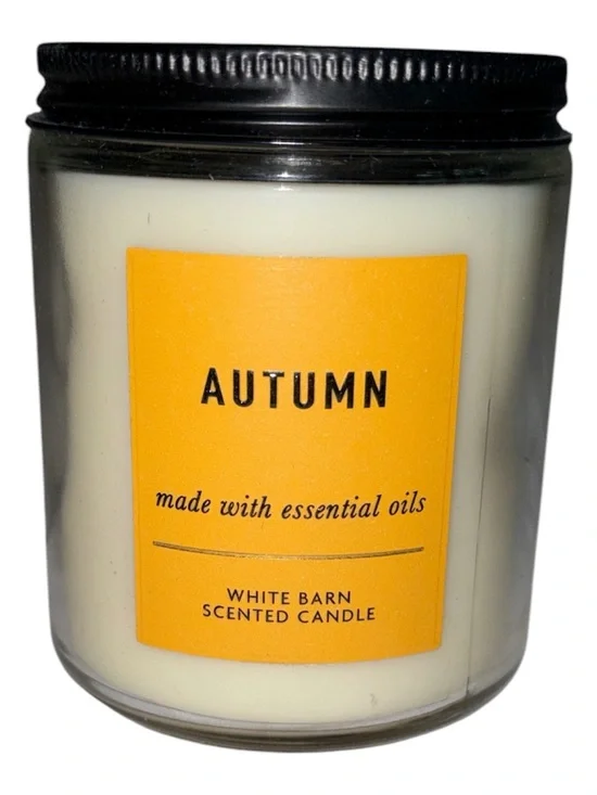 Bath & Body Works White Barn Autumn Single Wick Candle Apple Fig Eucalyptus Leaf