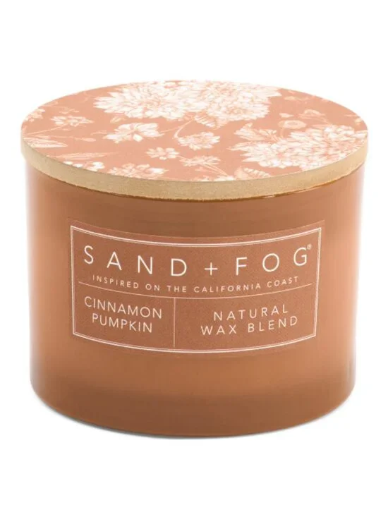 SAND AND FOG 12oz Cinnamon Pumpkin Candle Decorative Wood Lid - NWOT