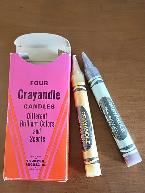 Set Of 2 Vintage Crayola Scented Candles Jasmine Lemon 8 Inches 50s 60s Japan