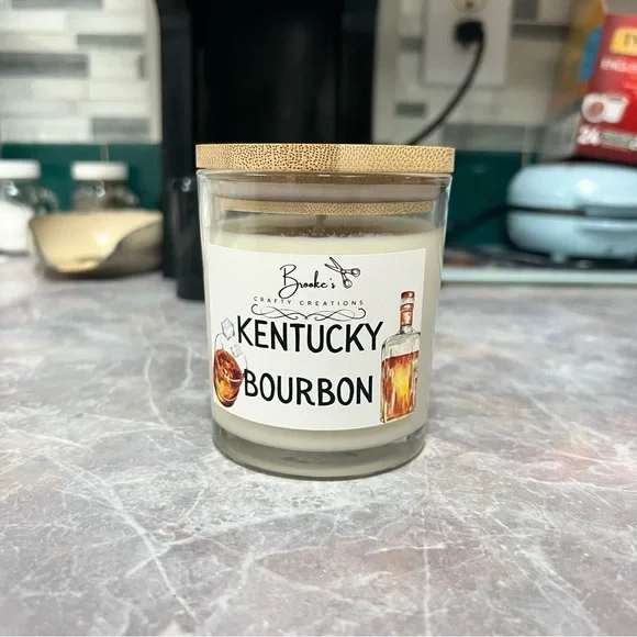 Kentucky Bourbon Soy Candle – 10oz Whiskey Scent with Bamboo Lid