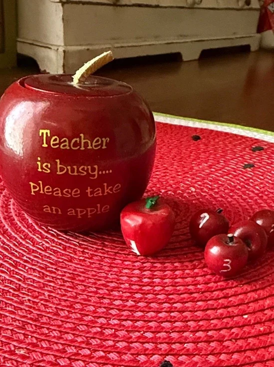 Teacher Apple Candle - Red Decorative Apple Accent