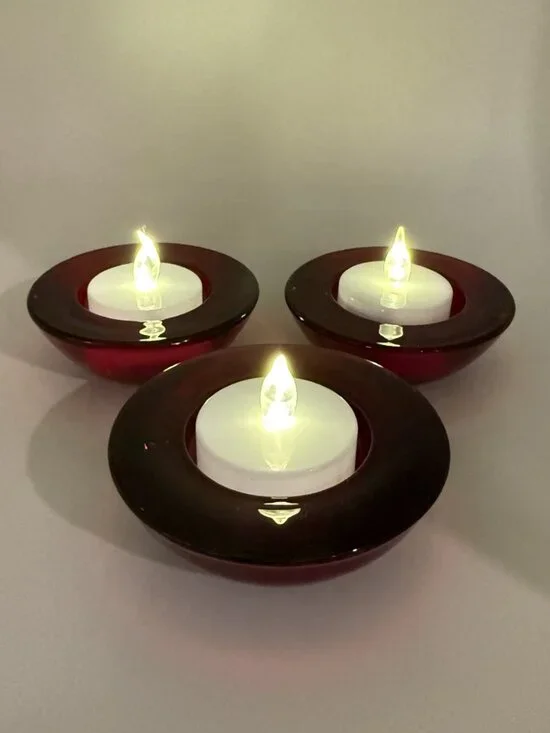 VTG Ruby Red Votive Candle Holders Set/3