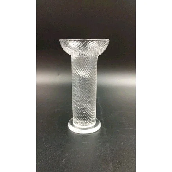 Riekes Crisa Crystal Optic Swirl Ball Taper Candle Holder Hand Blown in Italy