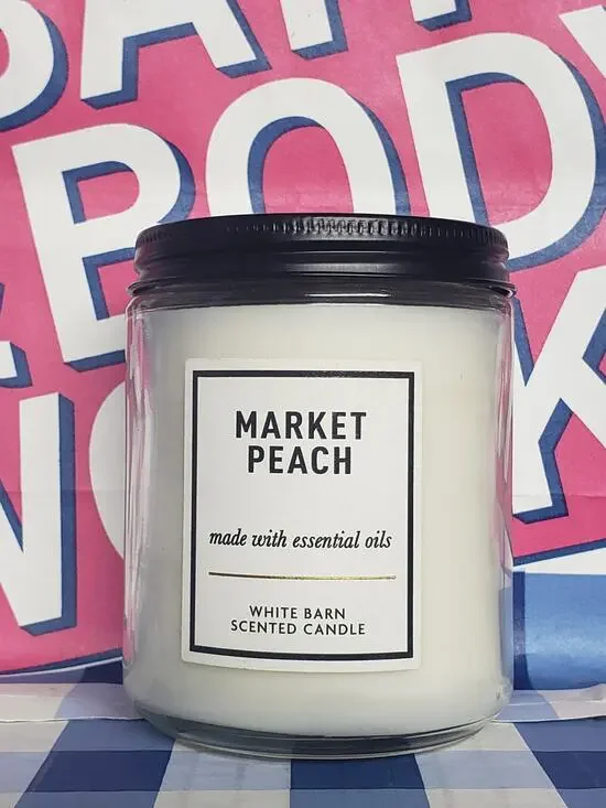 BBW Market Peach 7 oz. Single Wick Jar Candle Home Fragrance Decor