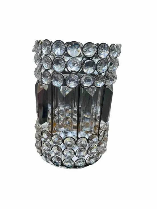 American Style Clear Silver Glass Crystal Votive Holder Decorative Candle 7