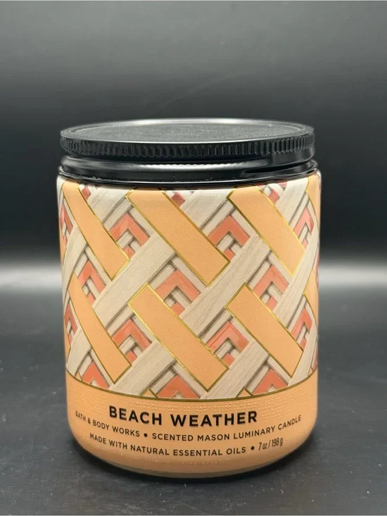 Bath & Body Works Beach Weather 8OZ Patterned Scented Mason Jar Candle