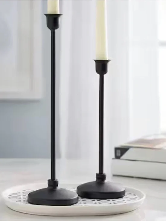Black Metal Taper Candle Holders - Set of 3