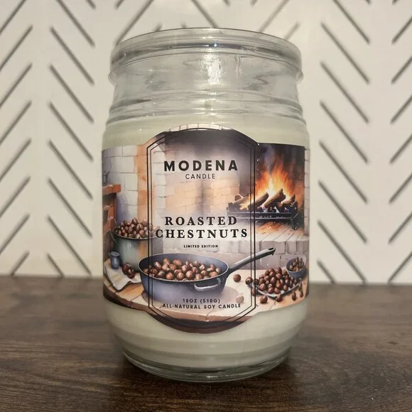 NEW Modena Candle Roasted Chestnuts Limited Soy Candle 18oz Holiday Kitchen