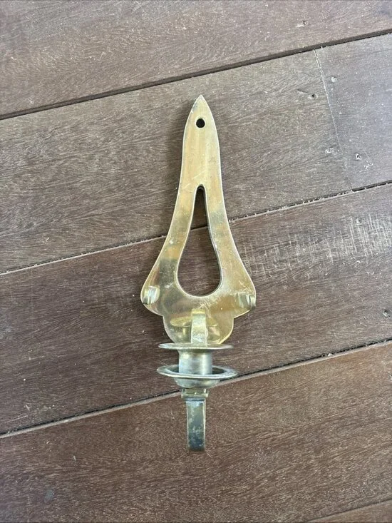vintage mid century modern Brass Sconce Candlestick Holder