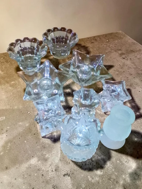 Unknown Brand Glass Candlestick and Accent Set