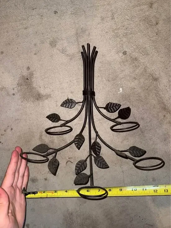 Metal wall sconce branch leaves votive candle holder