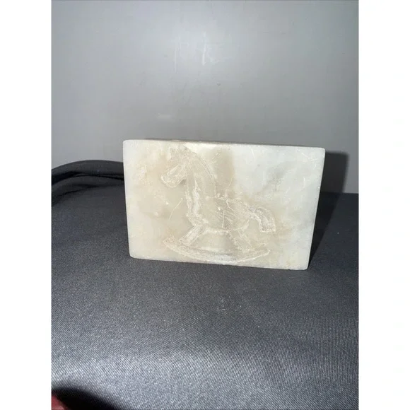 Vintage Hand Carved Soap Stone Trinket Box with Lid Made in India
