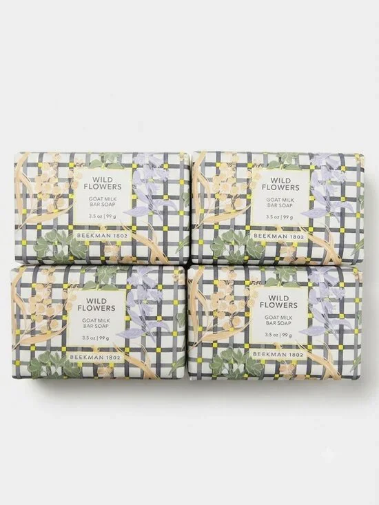 Beekman 1802 Wild Flowers Goat Milk Bar Soap – 4-Pack (3.5 oz each)
