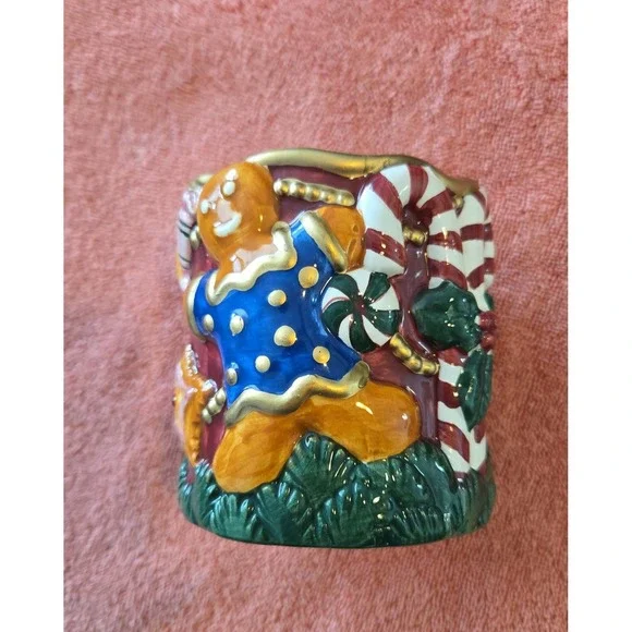 Fitz & Floyd Christmas Candle‎ Holder. With Ginger Bread Figure.