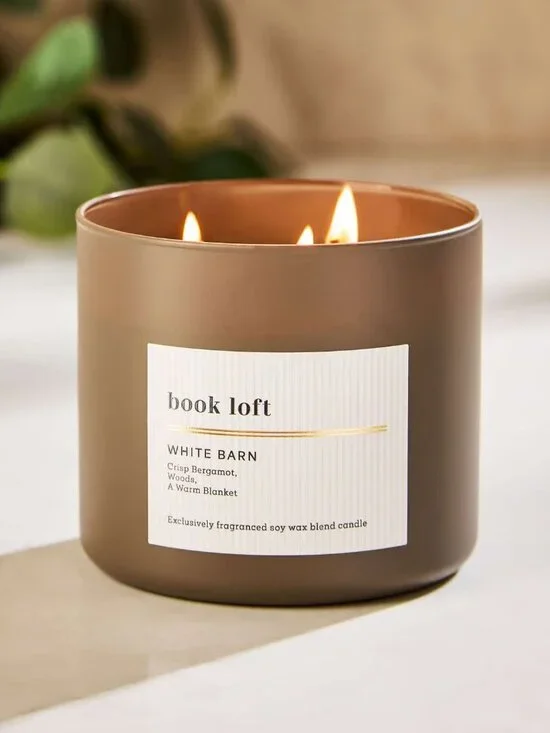 Bath & Body Works White Barn Book Loft 3-Wick Candle