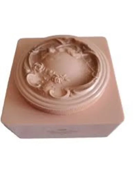 Vintage Evyan White Shoulders pink plastic Art Deco jar with lid