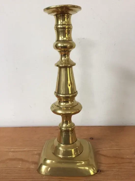 Vtg Early 20th Century Colonial Solid Brass Metal Taper Candlestick Holder 9.5