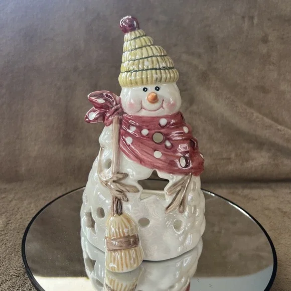 Yankee Candle Snowman‎ Iridescent Tea Light Holder Christmas Holiday Decor Gift