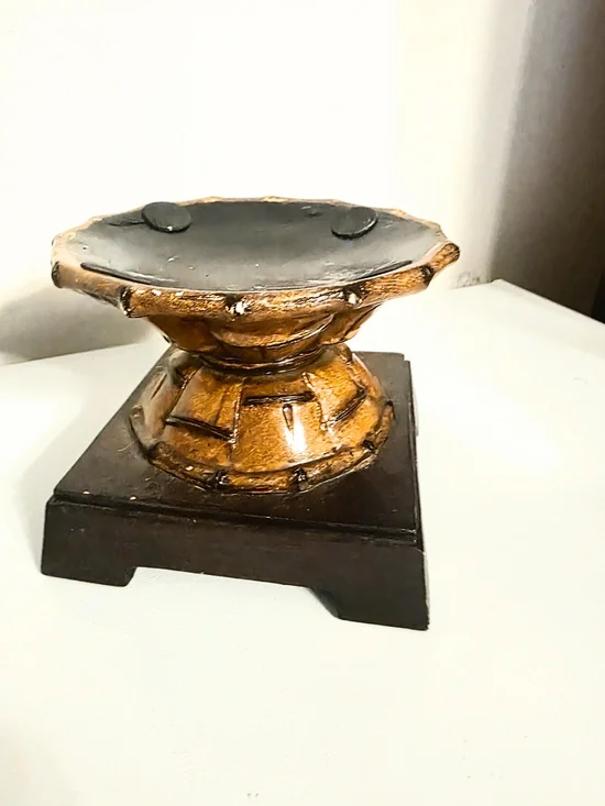 Decorative Gold and Black Pedestal Bowl/Candle Holder