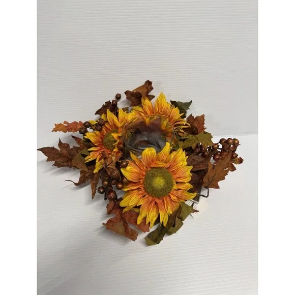 Domain Classic Harvest Sunflower Candle Holder Centerpiece Fall Summer Decor