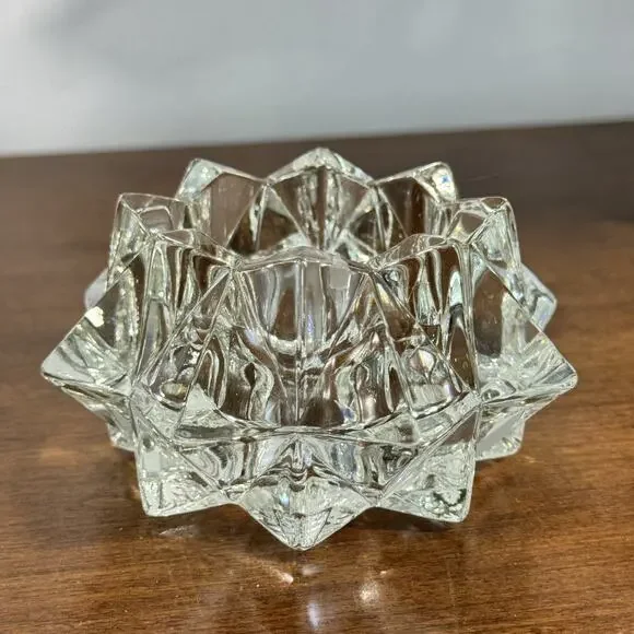 Vintage AVON Clear Glass Faceted Star Votive Tealight Candle Holder Dish Decor