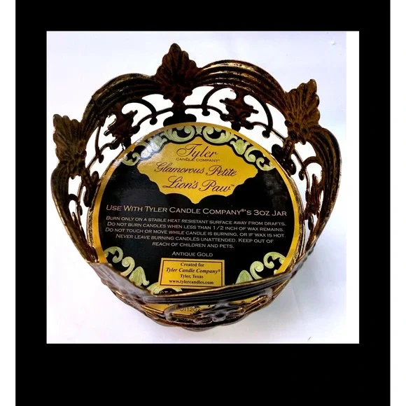 Tyler Candle Company Glamorous Petite Lion's Paw 3oz Jar Holder Antique Gold