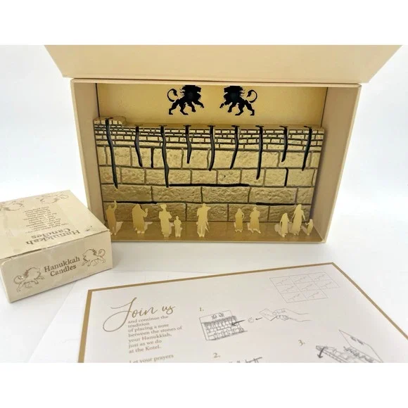 The Western Wall Stones Of Prayer And Tears Hanukkah Menorah Chen Taoz w/Candles