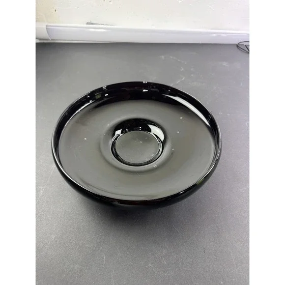 Vintage 1920s LE‎ Smith Black Amethyst Glass Candle holder Console 12