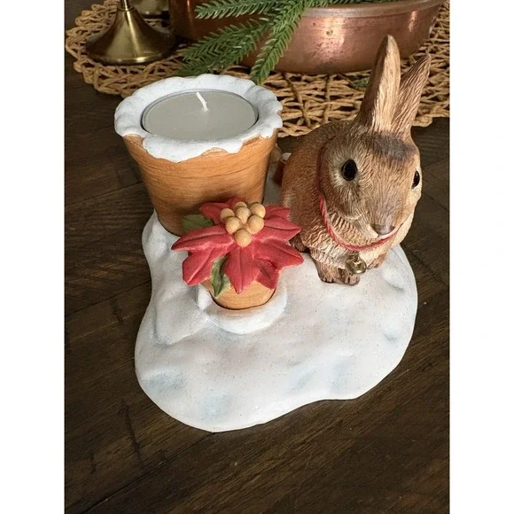 VTG‎ 1980s Hallmark Tea Light Candle Holder Sketchbook Marjolein Bastin Rabbit