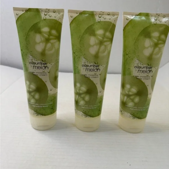 Bath & Body Works Cucumber Melon Triple Moisture Body Cream, 8 ounces x3