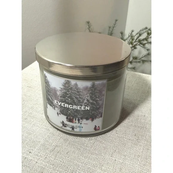 Slatkin & Co Evergreen Scented Candle Fir Needle White Birch‎ Winter Glass Jar