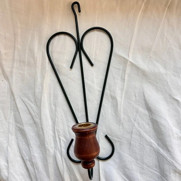 Vintage Rustic Wood & Metal Heart Taper Candle‎ Holder Wall Sconce 14” Tall