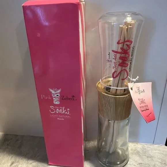 Pink Zebra Reed Diffuser Natural New in Box