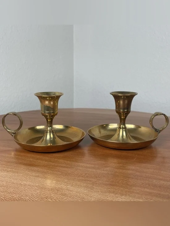 Vintage Brass Candle Stick Holders Decorative Farmhouse Cottagecore